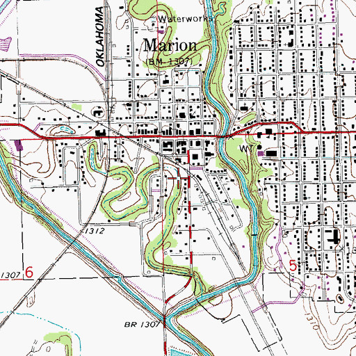 Topographic Map of Marion Senior Center, KS