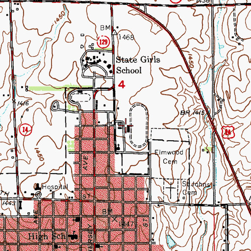 Topographic Map of Mitchell County Fairgrounds, KS