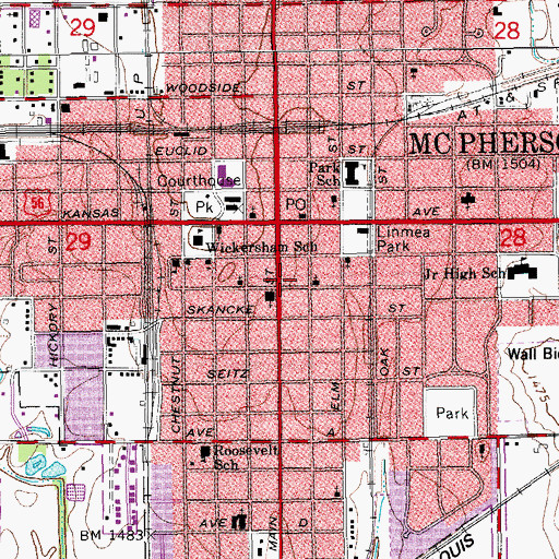 Topographic Map of McPherson Opera House, KS