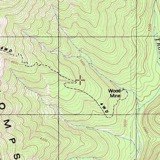 Topographic Map of Wood Mine, CA