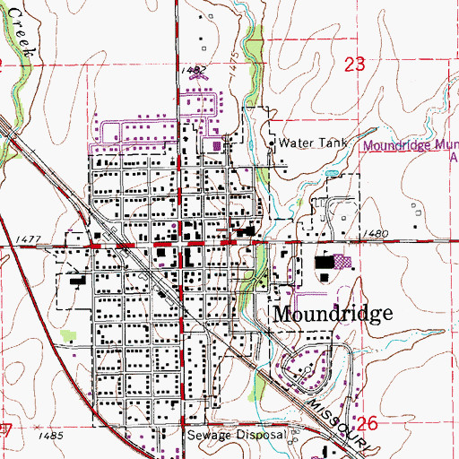 Topographic Map of Moundridge Senior Citizens Center, KS