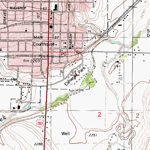 Topographic Map of Elmwood Park Speedway, KS