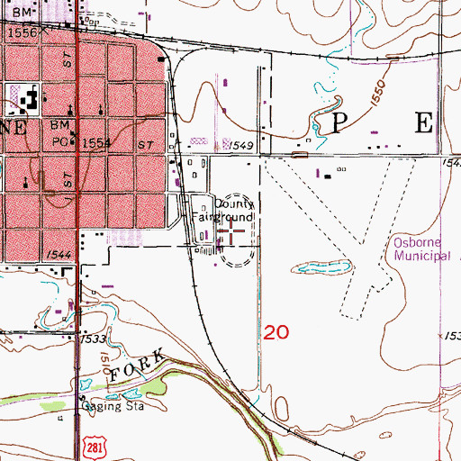 Topographic Map of Osborne Speedway, KS