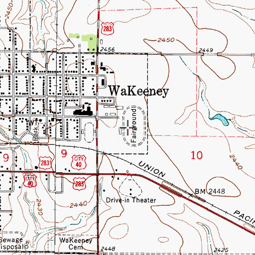 Topographic Map of Wakeeney Speedway, KS