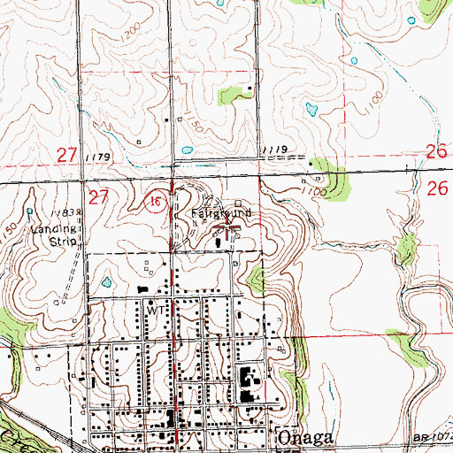 Topographic Map of Onaga Fairgrounds, KS