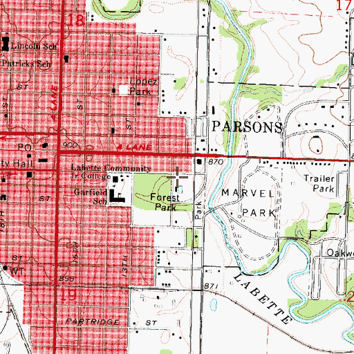 Topographic Map of Arvon Phillips Community Center, KS