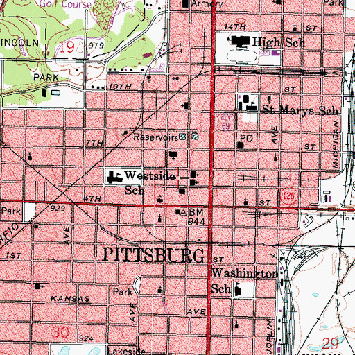 Topographic Map of Memorial Auditorium and Convention Center, KS
