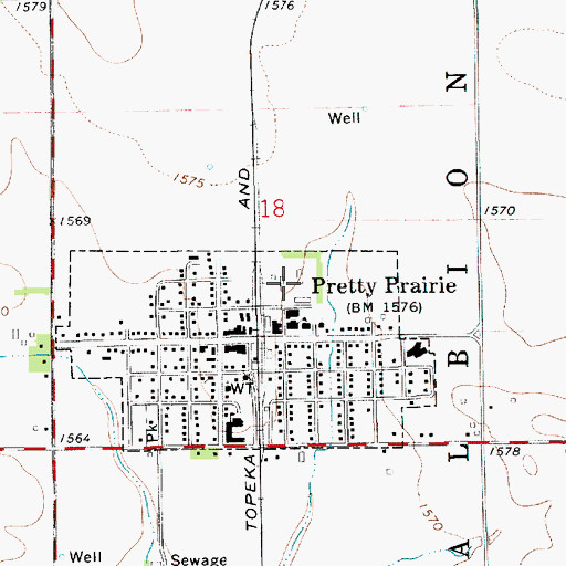 Topographic Map of Pretty Prairie Kansas Rodeo Grounds, KS