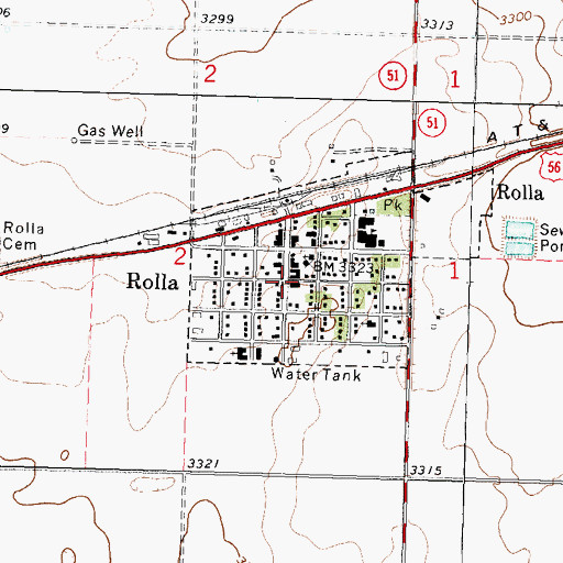 Topographic Map of Rolla Civic Center, KS