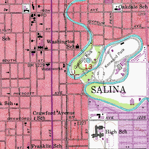 Topographic Map of Eric Stein Stage at Oakdale Park, KS