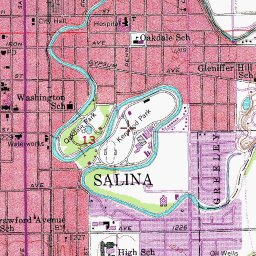 Topographic Map of Bicentennial Center, KS