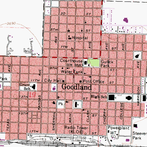 Topographic Map of Sherman County Convention and Visitors Bureau, KS