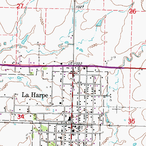Topographic Map of La Harpe Senior Citizens Center, KS