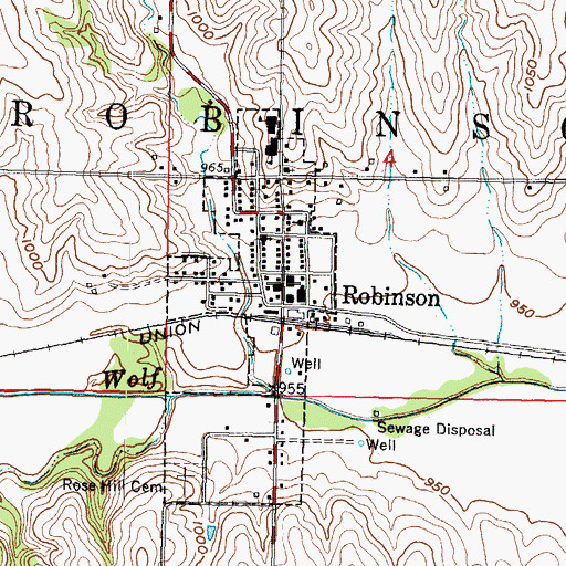 Topographic Map of Robinson Senior Citizens Center, KS