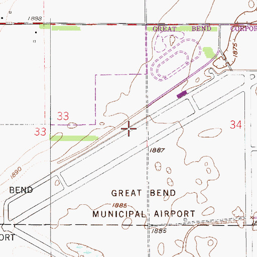 Topographic Map of Sunflower Rod and Custom Association Dragstrip, KS