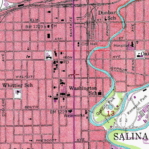 Topographic Map of Stiefel Theatre, KS