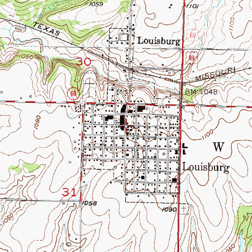 Topographic Map of Fox Hall Community Building, KS