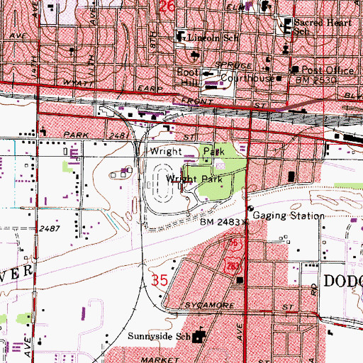 Topographic Map of Wright Park Zoo, KS