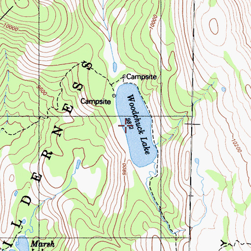 Topographic Map of Woodchuck Lake, CA