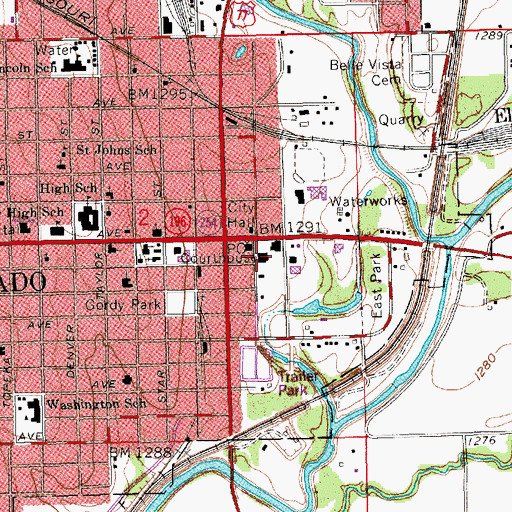 Topographic Map of El Dorado Convention Center, KS