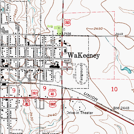 Topographic Map of Trego County Fair Exhibit Building, KS
