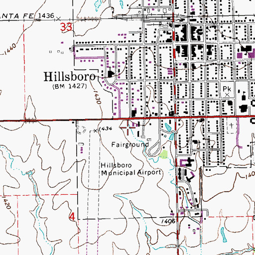Topographic Map of Marion County Fairgrounds, KS