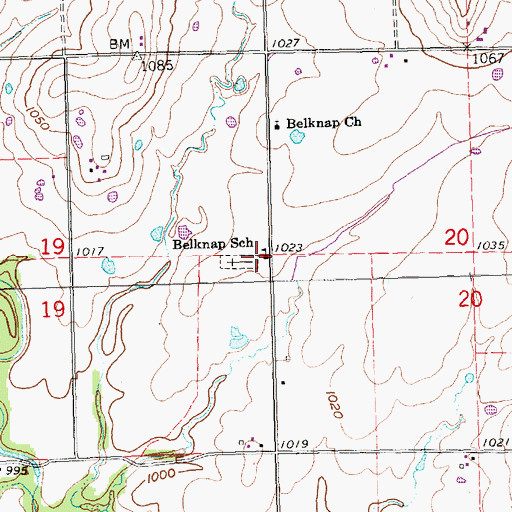 Topographic Map of Belknap Senior Center, KS