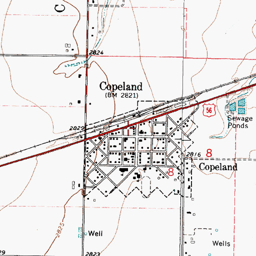 Topographic Map of Copeland Santa Fe Senior Center, KS