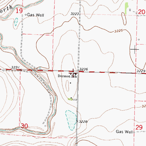 Topographic Map of Dermot Hall, KS