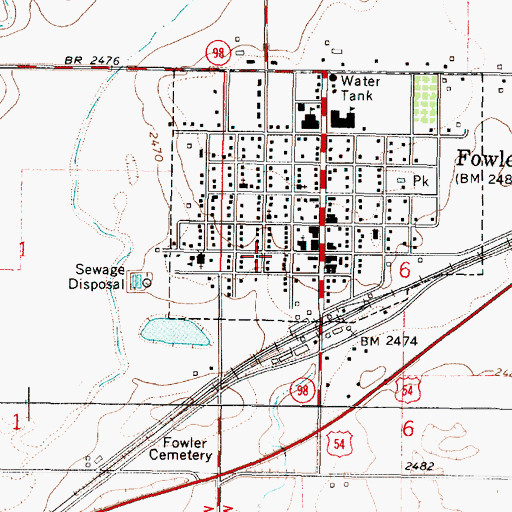 Topographic Map of Fowler Senior Center, KS