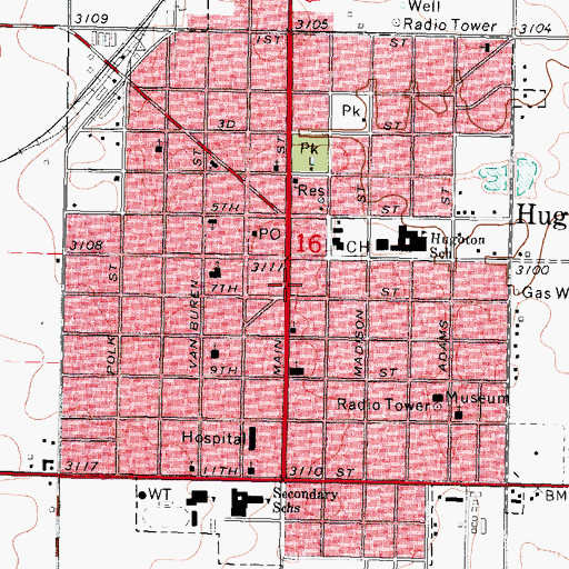 Topographic Map of Hugoton Senior Center, KS