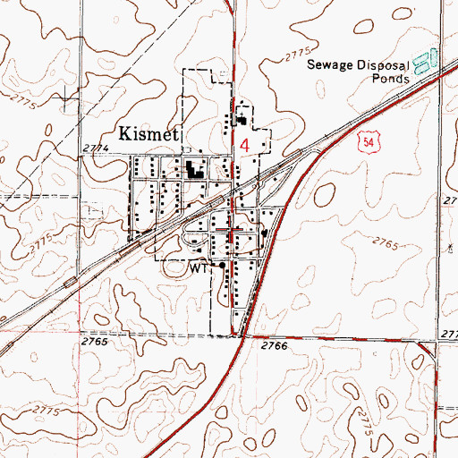Topographic Map of Kismet Senior Center, KS