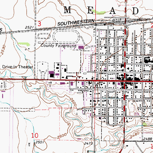 Topographic Map of Meade Senior Center, KS