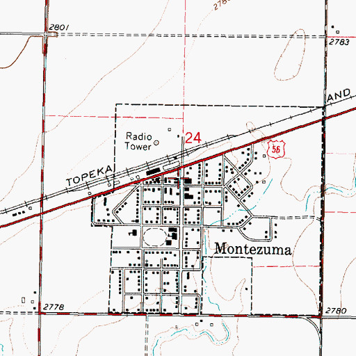 Topographic Map of Montezuma Senior Center and Community Hall, KS