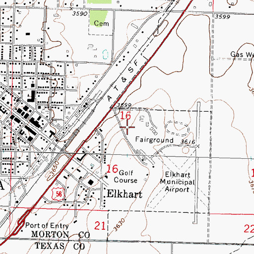 Topographic Map of Morton County Civic Center, KS