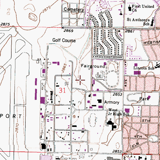 Topographic Map of Seward County Event Center, KS