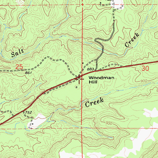 Topographic Map of Woodman Hill, CA
