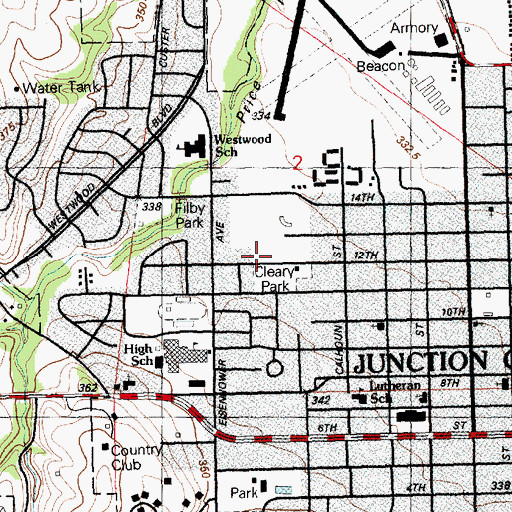Topographic Map of Twelfth Street Community Center, KS