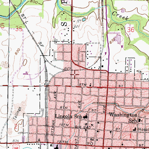 Topographic Map of Baxter Springs Community Center, KS