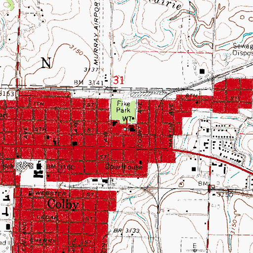 Topographic Map of Colby Community Building, KS
