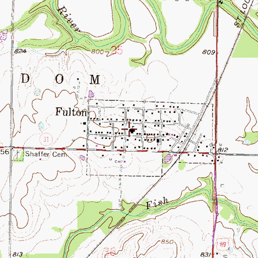 Topographic Map of Fulton Community Center, KS