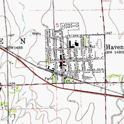 Topographic Map of Haven Senior Center, KS