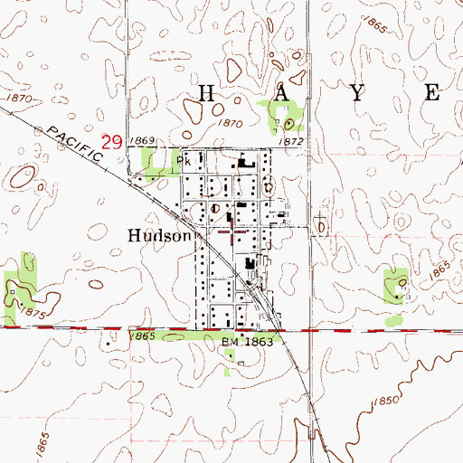 Topographic Map of Hudson Community Hall, KS