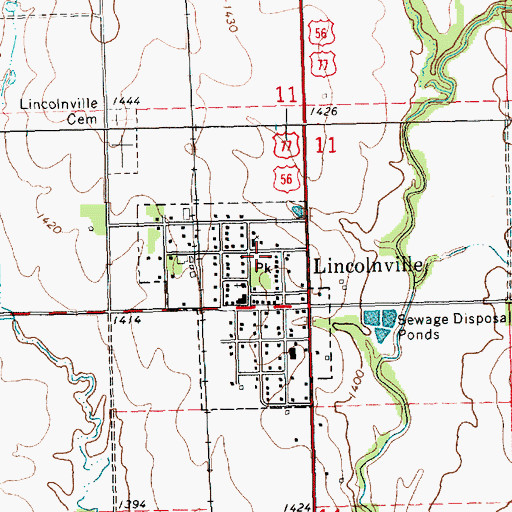 Topographic Map of Lincolnville Community Center, KS