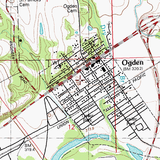 Topographic Map of Ogden Community Center, KS