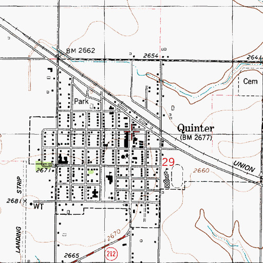Topographic Map of Quinter Senior Citizens Center, KS