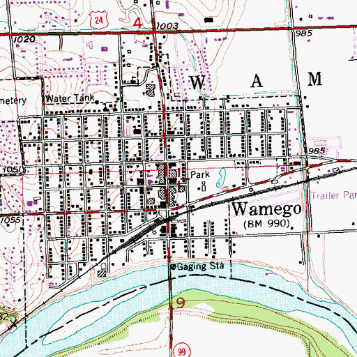 Topographic Map of Wamego Senior Center, KS