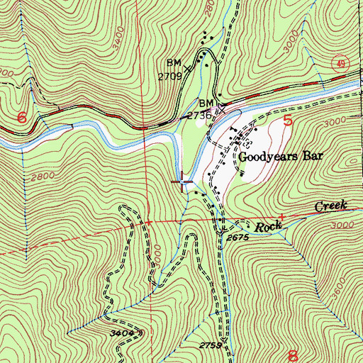 Topographic Map of Woodruff Creek, CA