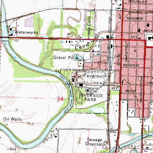 Topographic Map of Allen County Fairgrounds, KS