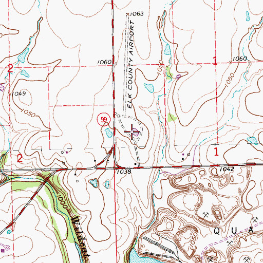 Topographic Map of Elk County Rodeo Association, KS